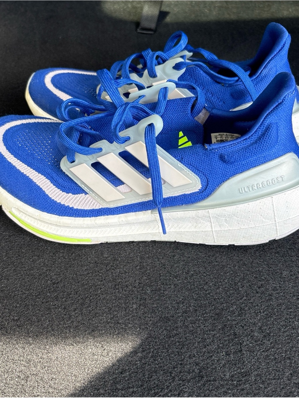 adidas Ultraboost Sneakers - Blue & White with Neon Accent